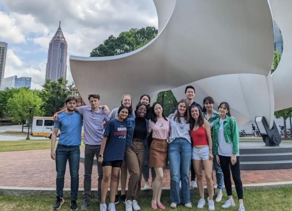 students in the SCIP VIP posting in front of a sculpture in Atlanta